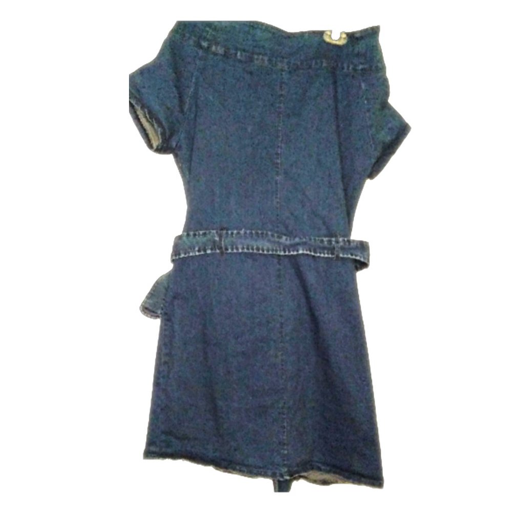 FASHION NOVA Zip Front Belted Off Shoulder Stretch Demin Dress Size 1XL - Picture 2 of 4